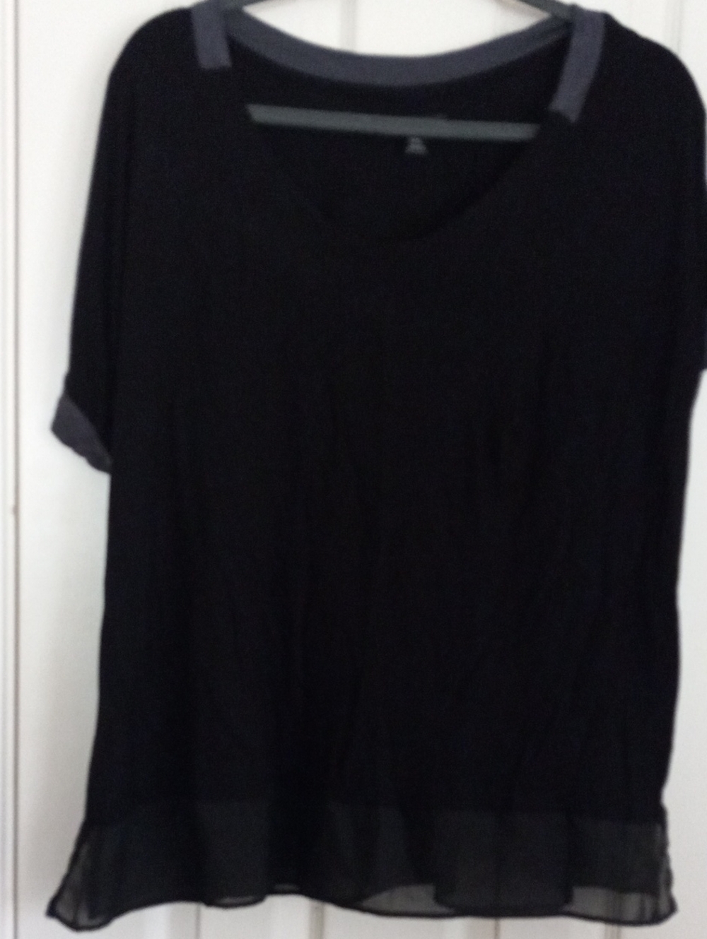 Simply Vera Vera Wang Black Short-Sleeve Sleep Shirt with Sheer Hem XXL
